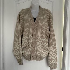 Vintage geometric beige cardigan